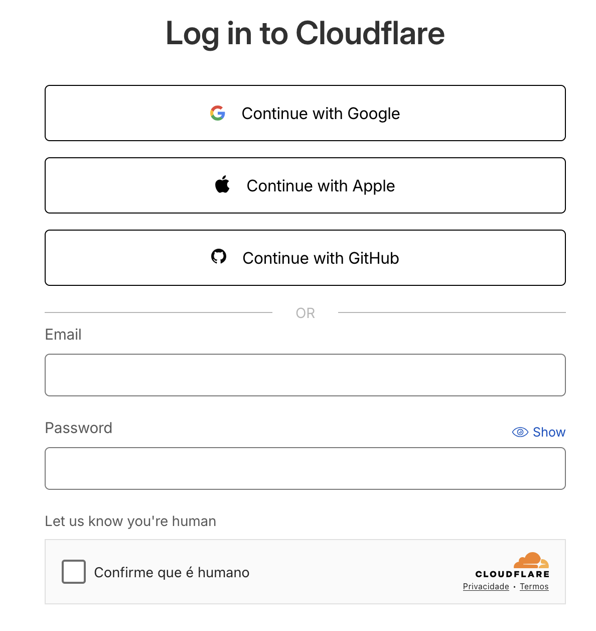 Passo 1: Acesse sua conta Cloudflare